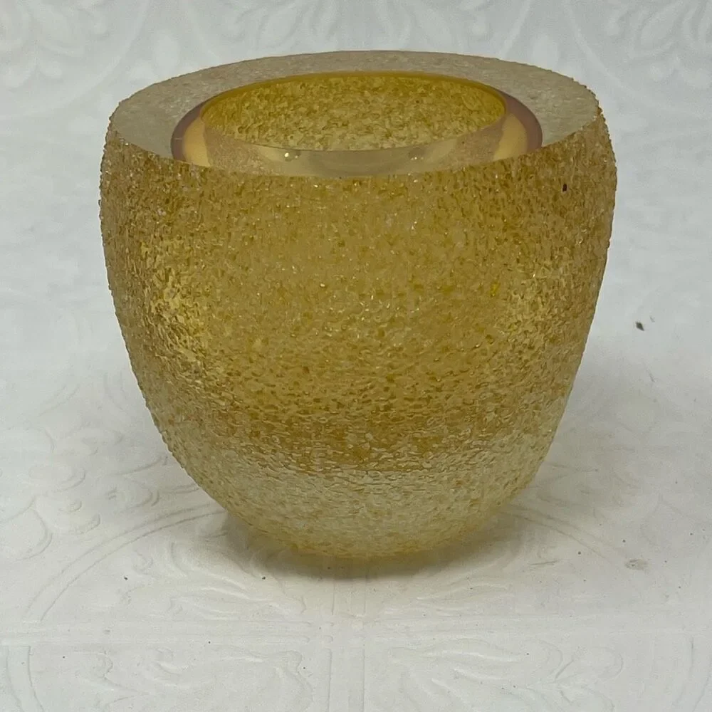 Fifth Avenue Amber Crystal Frosted Votive Candle Holder